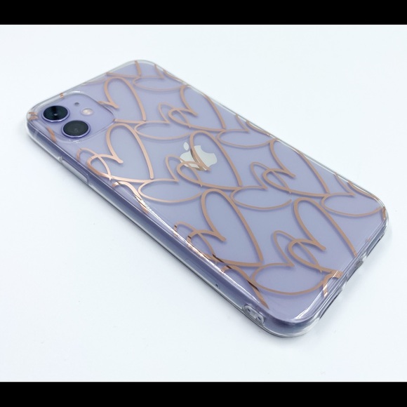 Clear iPhone 11 / XI Case w/ Rose Gold Heart Case - Picture 4 of 13